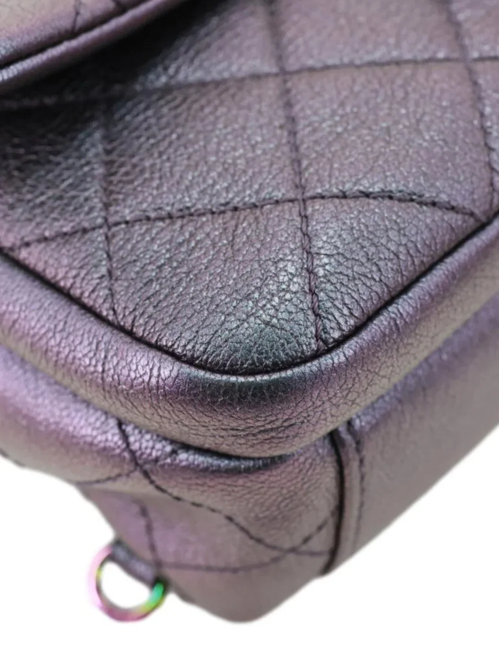 Chanel Double Carry Waist Flap Small Iridescent Quilted Goatskin Chain Shoulder